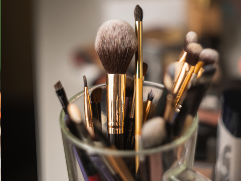 Closeup shot of professional makeup brushes and tools A closeup shot of professional makeup brushes and tools
